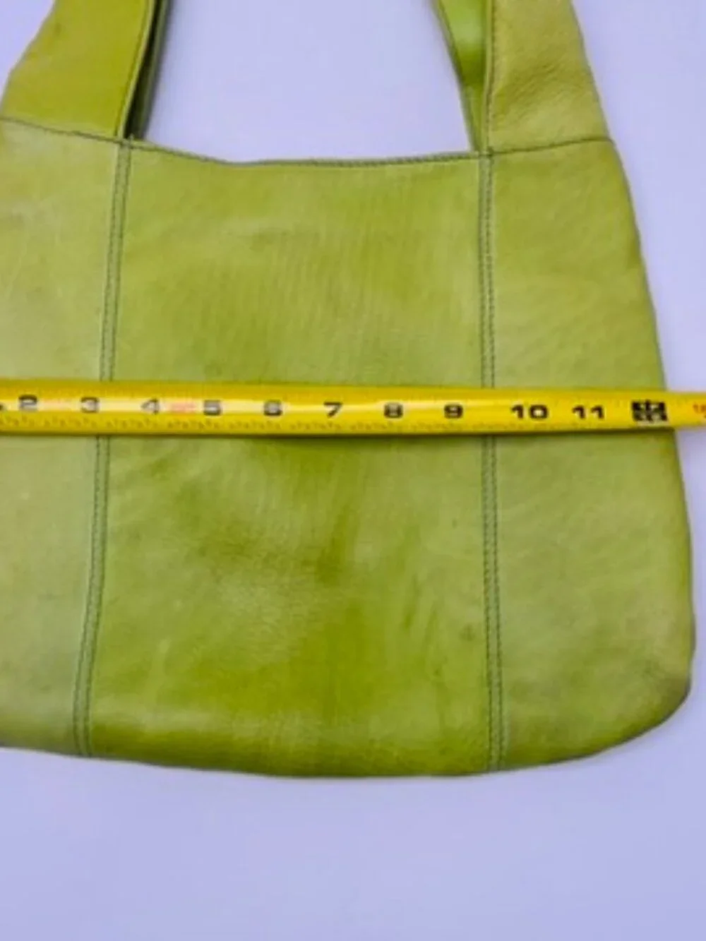 SABINA New York Real Leather Ergonomic Hobo Shoulder Bag Lime Green Chartreuse